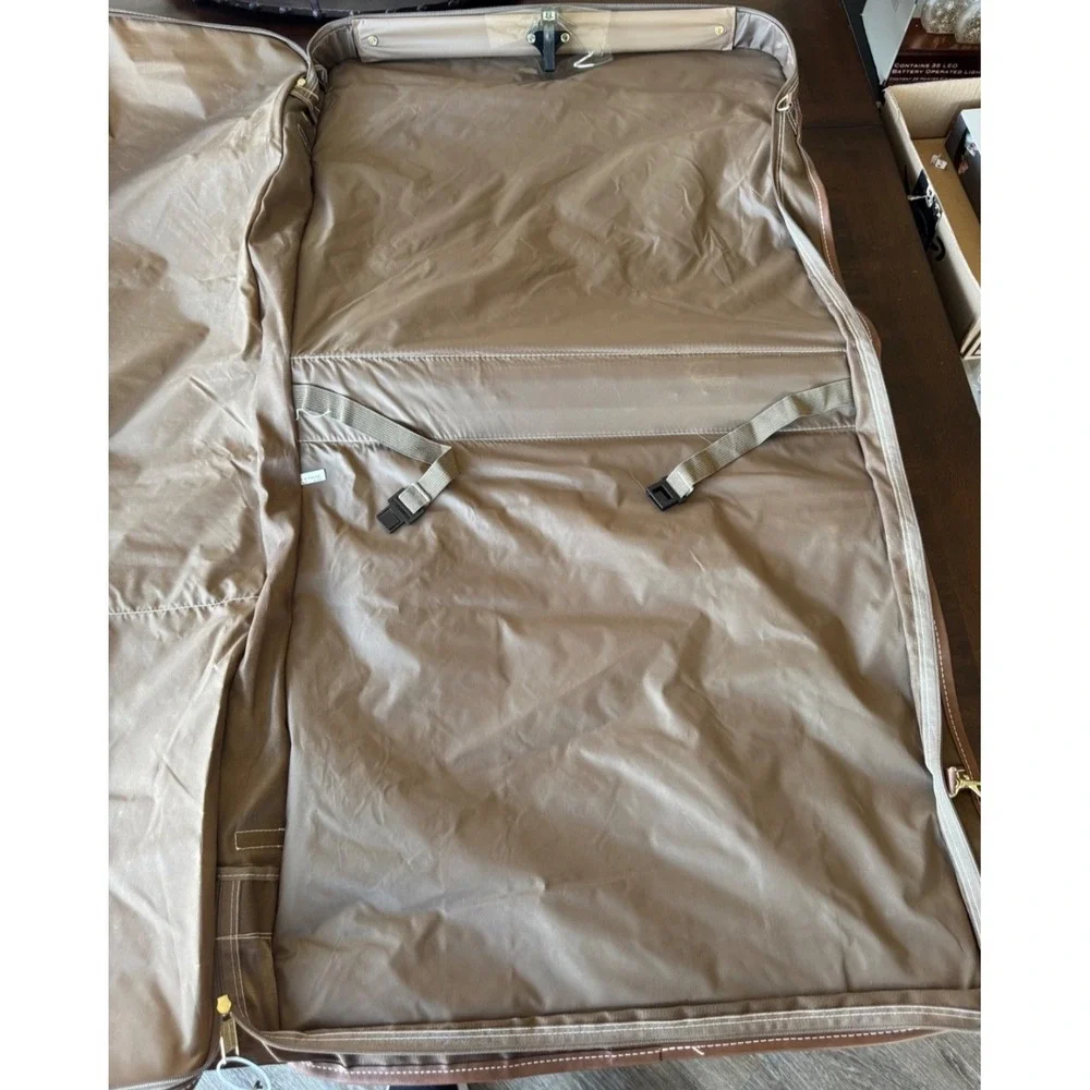 Vintage Executive Travelers Garment Bag‎ Tan Faux Leather Suit Bag (008)